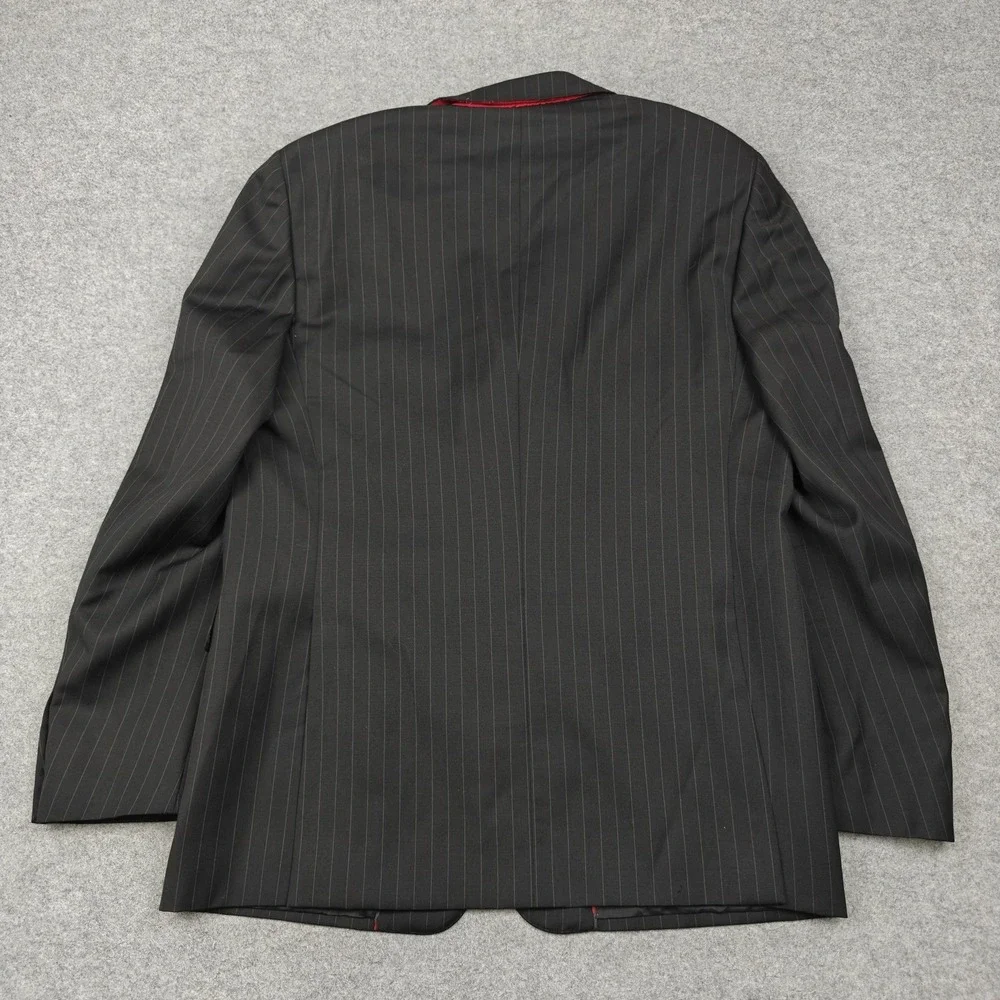 Moschino Suit Jacket Mens EU 58 Gray Wool Pinstripe Three Button Made In Italy